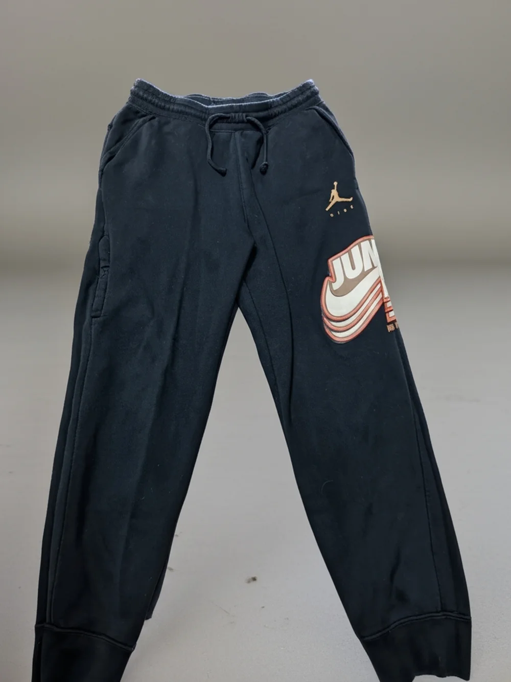 Jordan Black Jogger Sweatpants with Cream/Red Graphic
